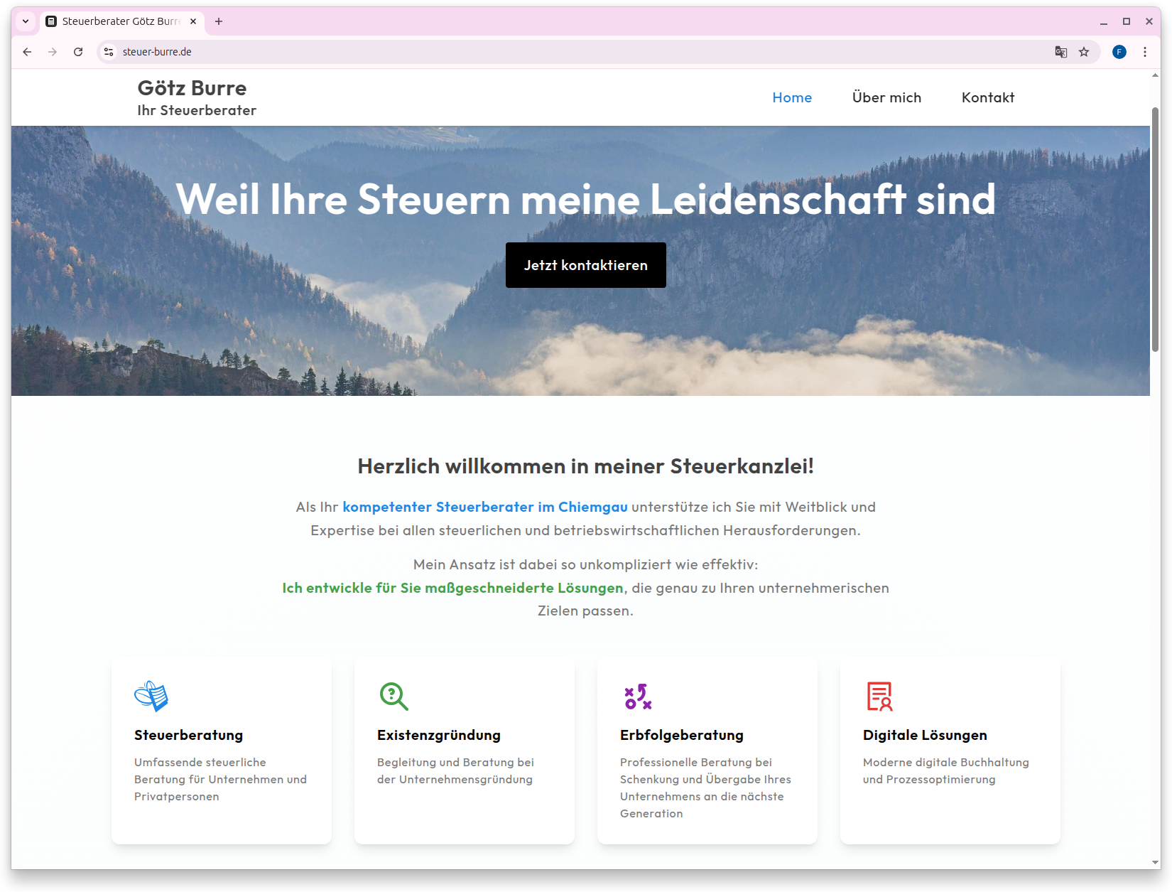 Screenshot von steuer-burre.de - Webseite der Steuerberatung Götz Burre
